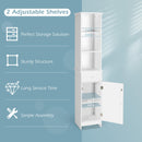 Bathroom Tall Freestanding Storage Cabinet with Open Shelves and Drawer-White