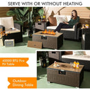 32 x 20 Inch Propane Rattan Fire Pit Table Set with Side Table Tank and Cover by LJGDeals