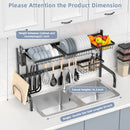 2 Tier Adjustable Over Sink Dish Drying Rack with 8 Hooks by LJGDeals
