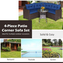 4 Pieces Patio Rattan Furniture Set Cushioned Sofa Glass Table by LJGDeals