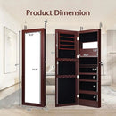 Lockable Wall Door Mounted Mirror Jewelry Cabinet w/LED Lights by LJGDeals