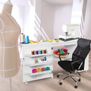 Folding Sewing Table Shelves Storage Cabinet Craft Cart with Wheels by LJGDeals