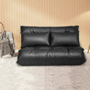 Foldable PU Leather Leisure Floor Sofa Bed with 2 Pillows-Black by LJGDeals