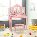 Kids Makeup Dressing Mirror Vanity Table Stool Set by LJGDeals