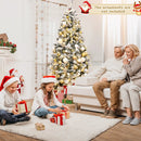 Pre-Lit Premium Snow Flocked Hinged Artificial Christmas Tree by LJGDeals