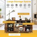 60”Industrial TV Stand Entertainment Center with Shelve and Cabinet-Brown by DirectDeals