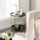 2-Tier Round Side Table with Removable Tray and Metal Frame for Small Space-Golden by LJGDeals