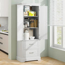 62 Inch Freestanding Bathroom Cabinet with Adjustable Shelves and 2 Drawers-White by LJGDeals