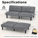 Convertible Folding Futon Sofa Bed with 6-Position Adjustable Backrest-Gray by LJGDeals