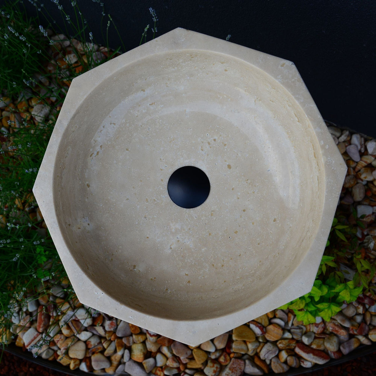 Handmade Turkish Travertine Octagon Bathroom Sink Hand Carved, photo 14 of 15
