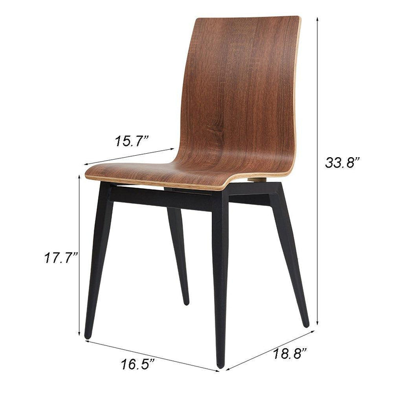 Set of 4 Kitchen Dining Room Chairs with Bentwood and Metal Legs Bistro, Brown