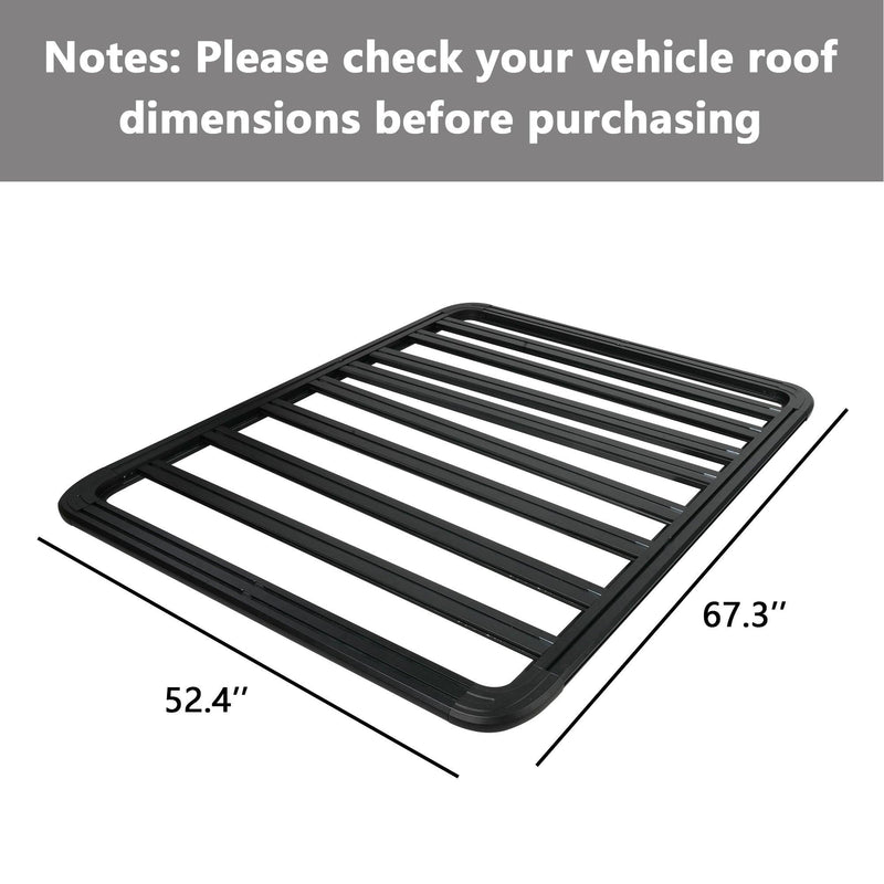 67"x52" Universal Aluminum Automotive Roof Deck Roof Cargo Carrier Flat Roof Luggage Rack