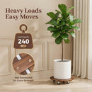 Rolling Wood Caddy with Lockable Wheels – 2 Pack Heavy Duty Pot Stand by 2Dropme