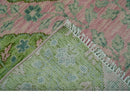 Custom Made Pink And Green Traditional Floral Motifs Design Hand Knotted wool area rug by The Rug Decor