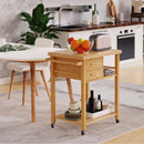 Bamboo Kitchen Trolley Cart with Tower Rack and Drawers by LJGDeals