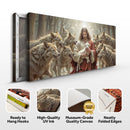 Jesus Protects The Lamb From Wolves Faith Wall Art II