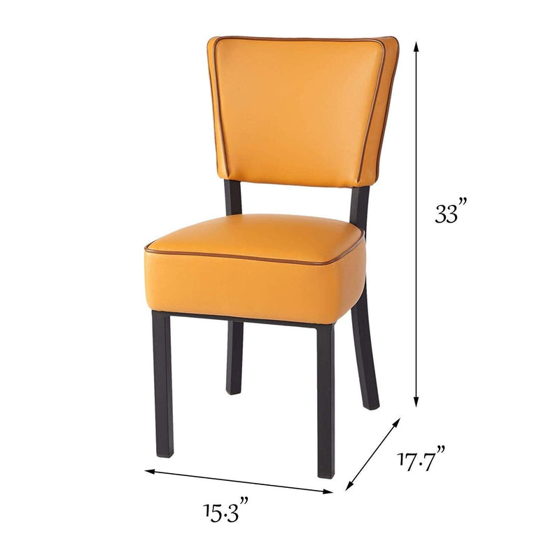 Kitchen Dining Chairs Set of 2 Modern Classic Leather Side Chair for Dining Room Cafe Bedroom, Vinyl Orange