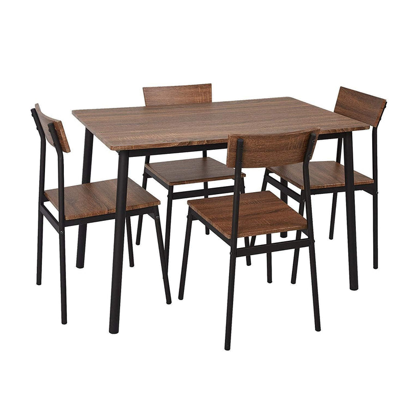 5 Piece Solid wooden Kitchen & Dining Table and Chairs Set with Metal Legs