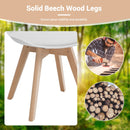 Set of 4 Dining Chairs Mid-Century Modern Shell PU Seat with Wooden Legs-White