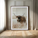 Texas Longhorn Wall Art Canvas Print – Brown Horned Bull