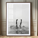 Minimal Ocean Wall Art Canvas Print – Framed Monochrome