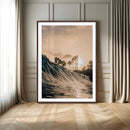 Golden Hour Ocean Wave Wall Art Canvas Print – Framed