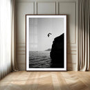Cliff Jumping Silhouette Wall Art Canvas Print – Framed