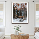 Winter Deer Landscape Wall Art Canvas Print – Serene Snowy
