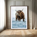 Minimalist Scottish Highland Cow Wall Art Canvas Print –