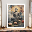 Serene Buddha with Lotus Flowers | Tranquil Meditation Art | by MyGreatCanvas | Canvas Wall Art Prints | Photo Prints & Wall Decor