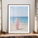 Pink Surfboard Canvas Wall Art, Minimalist Beach Photography by MyGreatCanvas | Canvas Wall Art Prints | Photo Prints & Wall Decor