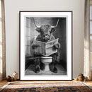 Funny Bathroom Canvas Wall Art, Texas Longhorn on Toilet by MyGreatCanvas | Canvas Wall Art Prints | Photo Prints & Wall Decor