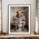 Funny Bathroom Canvas Wall Art, Texas Longhorn on Toilet by MyGreatCanvas | Canvas Wall Art Prints | Photo Prints & Wall Decor