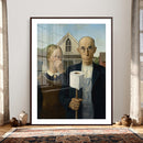 Funny Bathroom Canvas Wall Art, Grant Wood American Gothic by MyGreatCanvas | Canvas Wall Art Prints | Photo Prints & Wall Decor