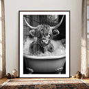 Highland Cow Bathtub Canvas Wall Art, Funny Bathroom Print by MyGreatCanvas | Canvas Wall Art Prints | Photo Prints & Wall Decor