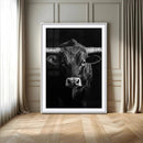 Texas Longhorn Wall Art Canvas Print – Monochrome Horned