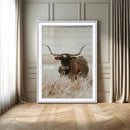 Texas Longhorn Wall Art Canvas Print – Brown Horned Bull