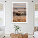 Solitary Buffalo Wall Art Canvas Print – Framed Golden