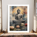 Serene Buddha with Lotus Flowers | Tranquil Meditation Art | by MyGreatCanvas | Canvas Wall Art Prints | Photo Prints & Wall Decor
