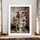 Funny Bathroom Canvas Wall Art, Texas Longhorn on Toilet by MyGreatCanvas | Canvas Wall Art Prints | Photo Prints & Wall Decor