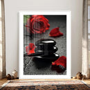 Black Lava Stone Rose Canvas | Red Rose Spa Photography by MyGreatCanvas | Canvas Wall Art Prints | Photo Prints & Wall Decor