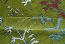 Tree Green, Silver, Maroon Hand Knotted 8x10 wool Area Rug by The Rug Decor
