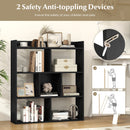 7 Cubes Open-back Bookshelf with Anti-Toppling Devices-Black