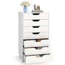 7-Drawer Chest Wooden Storage Dresser with Lockable Wheels by LJGDeals