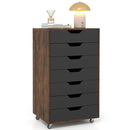 7-Drawer Chest Wooden Storage Dresser with Lockable Wheels by LJGDeals