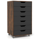 7-Drawer Chest Wooden Storage Dresser with Lockable Wheels by LJGDeals