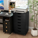 7-Drawer Chest Wooden Storage Dresser with Lockable Wheels by LJGDeals