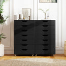 7-Drawer Chest Wooden Storage Dresser with Lockable Wheels by LJGDeals