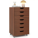 7-Drawer Chest Wooden Storage Dresser with Lockable Wheels by LJGDeals