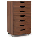7-Drawer Chest Wooden Storage Dresser with Lockable Wheels by LJGDeals